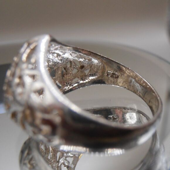 Vintage S.J. International Filigree Ring – Sz. 8 Sterling Silver Plated 925 Thai - Picture 5 of 6